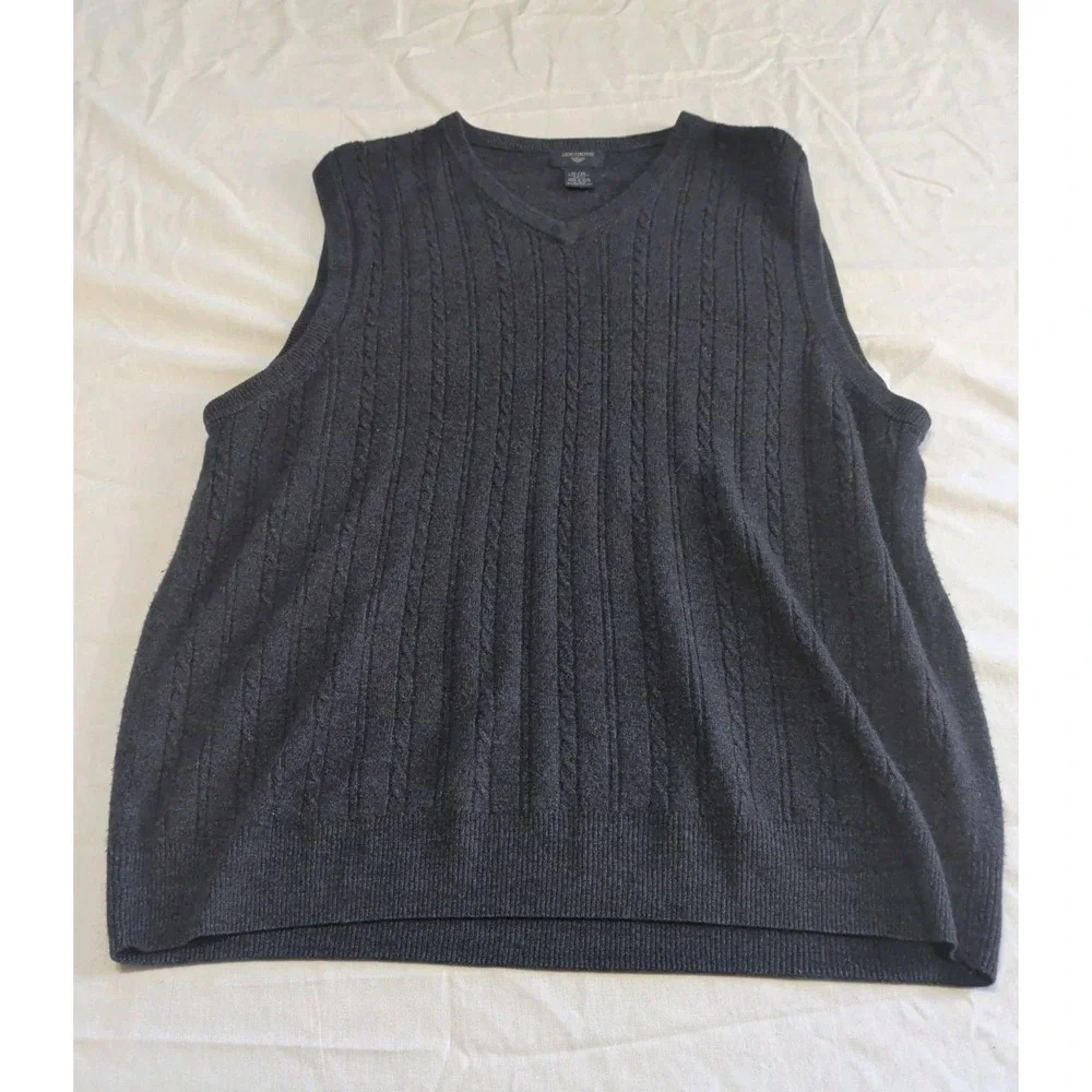 Dockers Cable Knit Sweater Vest Men's Size XL Navy Blue Preppy Office Academia